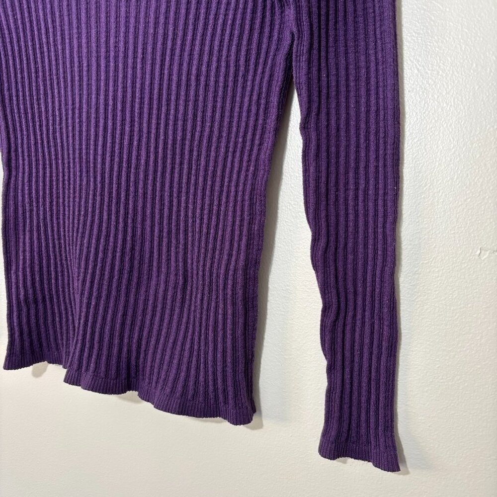 Great Northwest Half-Zip Ribbed Sweater Purple Color Block w/White Strip - Picture 7 of 13
